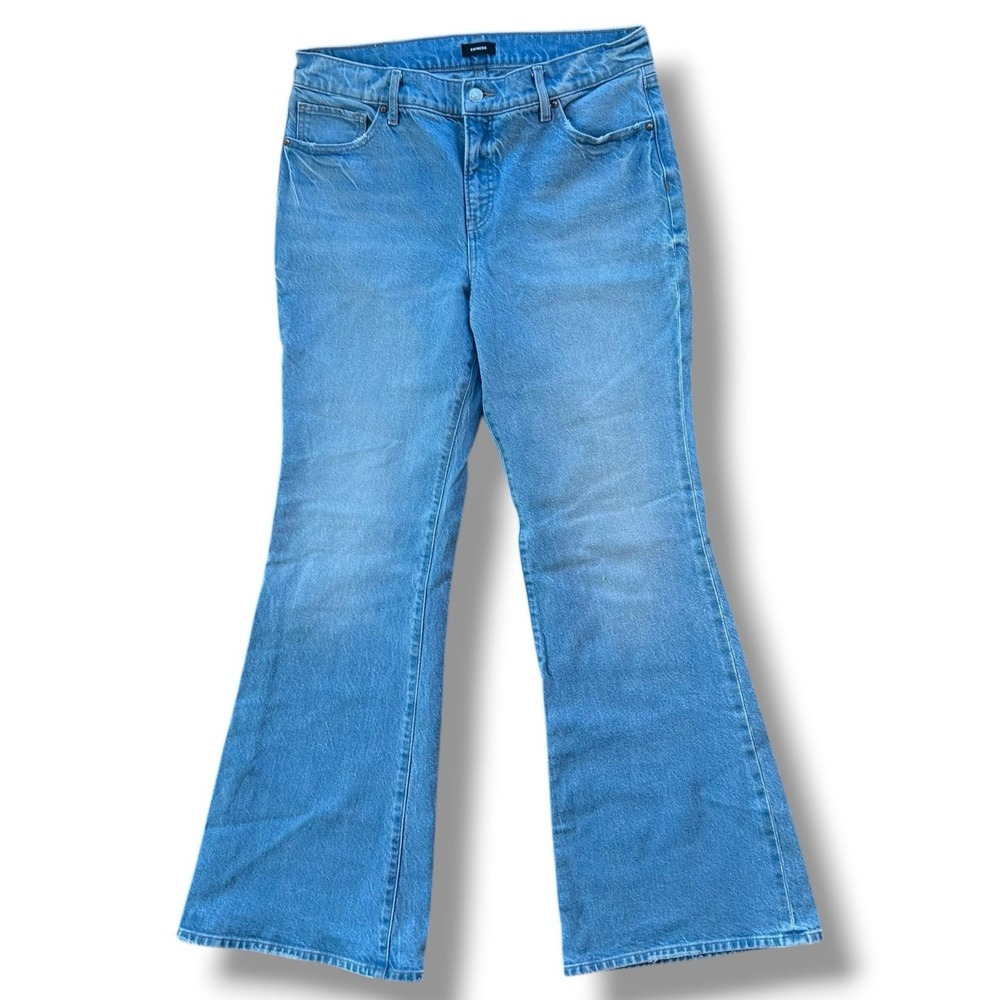 EXPRESS 70's FLAIR MIDRISE STRETCH MEDIUM WASH JEANS SIZE 12